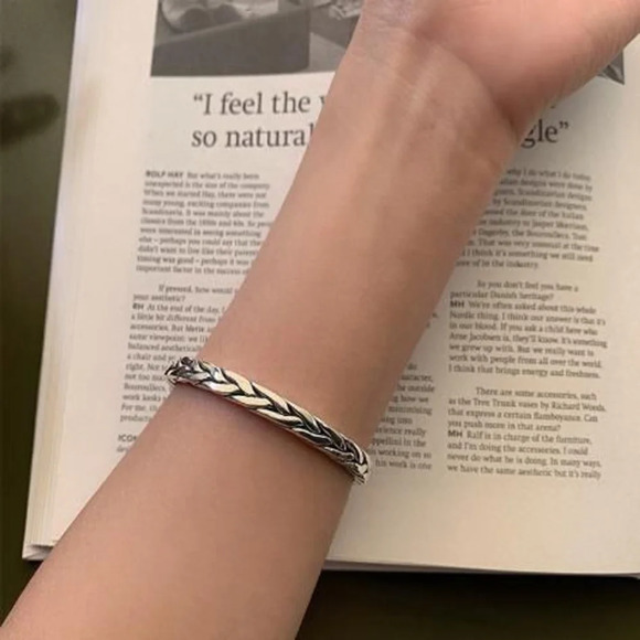 Braided Adjustable Cuff Bracelet‎ | 925 Sterling Silver - Picture 12 of 13